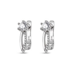 Rhodium-plated silver earring double bar chaton zircons...