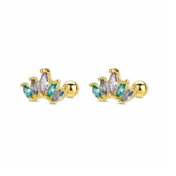 Silver plated piercing with colored stones 7 mm with 3 mm...