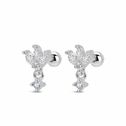 Rhodium-plated silver piercing with 7 mm zircons with 3...