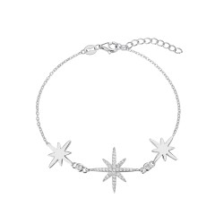 Rhodium silver chain bracelet with triple polar star with...