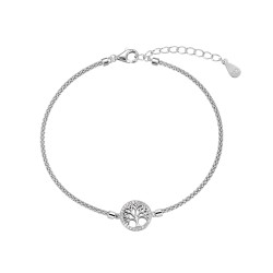 Rhodium-plated silver bracelet pop chain tree of life...