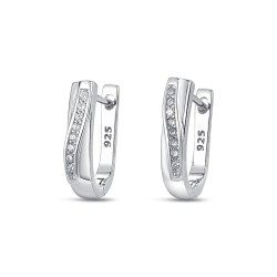 Rhodium-plated silver bar earring with 13 mm zirconia...