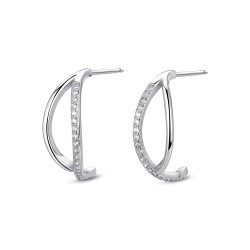 Half hoop rhodium-plated silver earring with 20 mm...