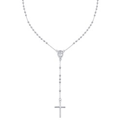 Rosary-type silver necklace with 3 mm miraculous balls of...