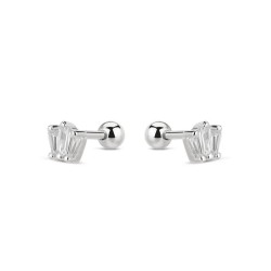 Rhodium-plated silver piercing with 7 mm baguettes with 3...