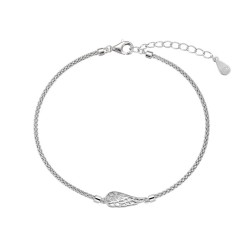 Bracelet chaîne pop ailes en argent rhodié avec zircons...