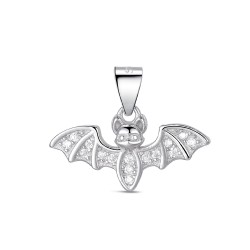 Rhodium-plated silver bat pendant with 18 mm zirconia