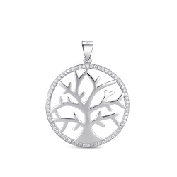 Rhodium-plated silver tree of life pendant with 30 mm...