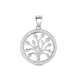 Rhodium-plated silver tree of life pendant with 20 mm...