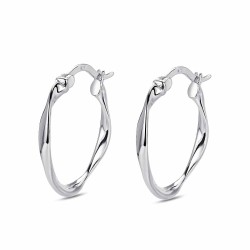 24 mm rhodium-plated silver curly hoop earring