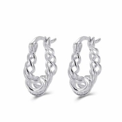 15 mm spiral hoop rhodium-plated silver earring