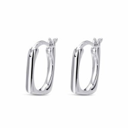 12 mm square hoop rhodium-plated silver earring