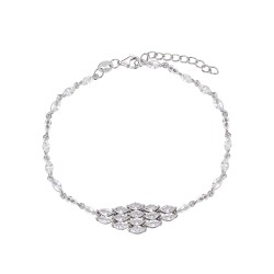 Rhodium-plated silver bracelet with rhombus-shaped...