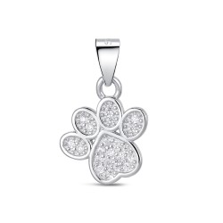 Rhodium-plated silver footprint pendant with 10 mm zircons