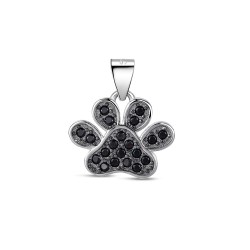 12mm black zirconia footprint rhodium-plated silver pendant