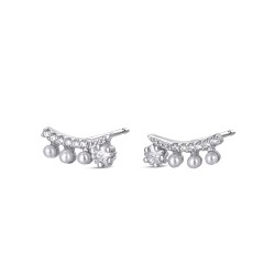 Rhodium-plated silver earring with zirconia bar with...