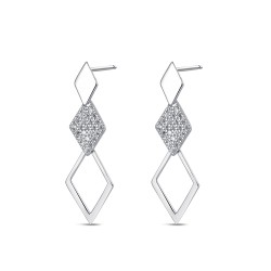 Triple rhodium-plated silver earring with 28 mm zircons...
