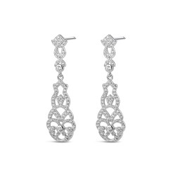 Rhodium-plated silver earring with 40 mm Elizabethan-type...