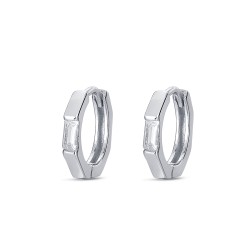 Rhodium-plated silver earring with 13 mm hexagonal hoop...
