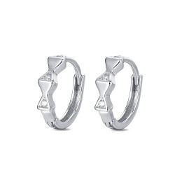Rhodium-plated silver 13 mm hoop earring with triangles...