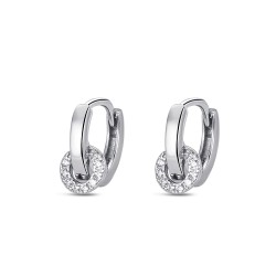 11 mm hoop rhodium-plated silver earring with 5 mm zircon...