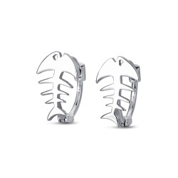 Rhodium-plated silver 13 mm hoop earring with rasp