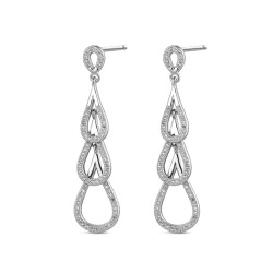 Rhodium-plated silver earring with decreasing drops with...