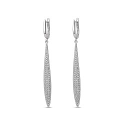Rhodium-plated silver drop earring with 65 mm zircons...