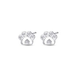 Rhodium-plated silver earring with 9 mm zircons and...