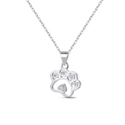 Pendant with rhodium-plated silver chain footprint with...