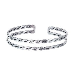 60 mm open double braid silver bracelet