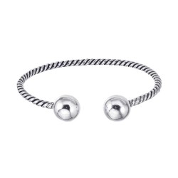 Open curly thread silver bracelet with two balls of 12 mm...