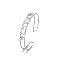 Rhodium-plated silver double open thread LOVE bracelet in...