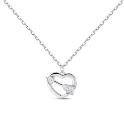 Pendant with rhodium-plated silver chain heart with...