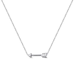 Rhodium-plated silver necklace 20 mm arrow forced chain...