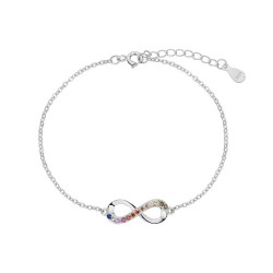 Rhodium-plated silver bracelet 18 mm infinity forced...