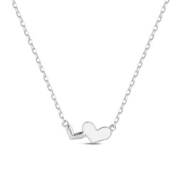Rhodium-plated silver necklace forced chain double white...