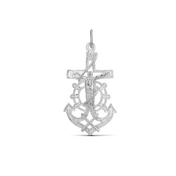 Sailor cross silver pendant with Christ 40 mm