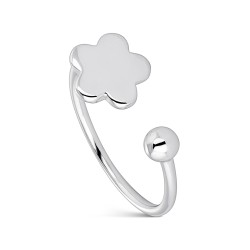 Ring Top Trend Silver Rhodium Plated Open Arm Ball And...