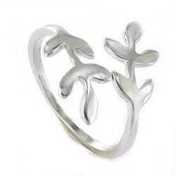 Ring Top Trend Silver Rhodium Plated Open Arm Leaves