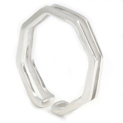 Ring Top Trend Silver Rhodium Plated Open Arm Octagonal