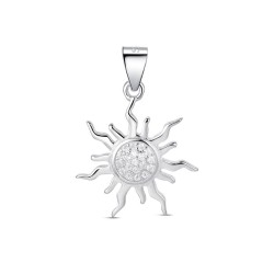Rhodium-plated silver sun pendant with 18 mm zircons