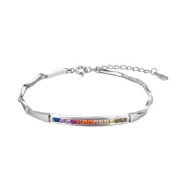 Rhodium-plated silver bracelet with multicolor zirconia...