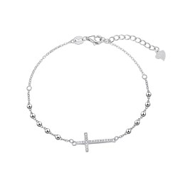 Rhodium-plated silver bracelet with 2.5 mm balls and 16 x...