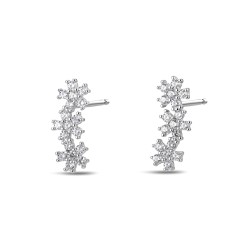Rhodium-plated silver earring with three 13 mm zircon...