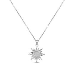 Pendant with rhodium-plated silver chain sun with 16 mm...