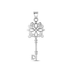 30mm Witch's Knot Key Rhodium Plated Silver Pendant