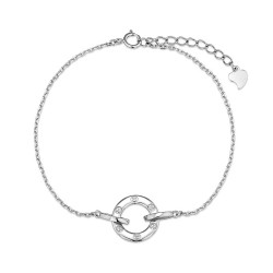 Rhodium-plated silver chain bracelet with 13 mm disc in...