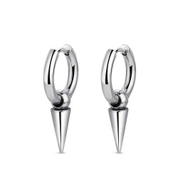 10 x 2.5 mm steel hoop earring with spike