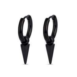 Black steel earring 10 x 2.5 mm hoop with spike